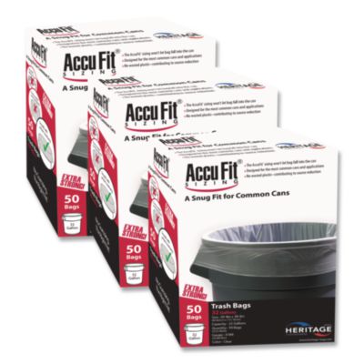 Linear Low Density Can Liners with AccuFit Sizing, 55 gal, 0.9 mil, 40" x 53", Clear, 50 Bags/Box, 3 Boxes/Carton (H8053TCRC1CT)