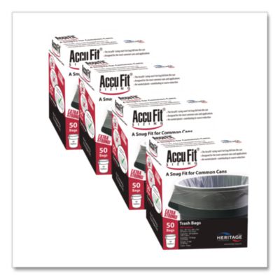Linear Low Density Can Liners with AccuFit Sizing, 44 gal, 0.9 mil, 37" x 50", Clear, 50 Bags/Box, 4 Boxes/Carton (H7450TCRC1CT)