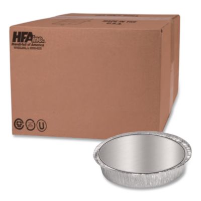HFA Round Aluminum Container with Lid, 48 oz, 9" Diameter, Silver, 500/Carton (204630)