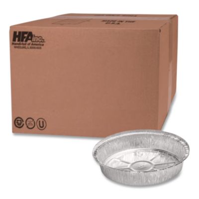HFA Round Aluminum Container, 48 oz, 9" Diameter x 1.66" h, Silver, 500/Carton (204600)
