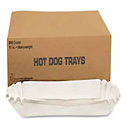 Hoffmaster Fluted Hot Dog Trays, 6 x 2 x 2, White, Paper, 500/Sleeve, 6 Sleeves/Carton (610740)
