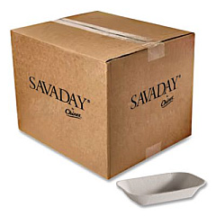 Chinet Savaday Molded Fiber Food Tray, 4 x 6, Beige, Paper, 250/Bag, 4 Bags/Carton (10408CT)