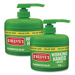 O'Keeffe's Working Hands Hand Cream, 10 oz Pump Bottle, Unscented, 2/Carton (116639)
