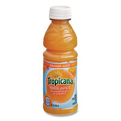 Tropicana 100% Juice, Orange, 10oz Bottle, 24/Carton (55154)