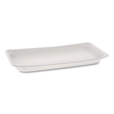 Pactiv Evergreen Supermarket Tray, #10P, 10.75 x 5.5 x 1.2, White, Foam, 400/Carton (51P110P)