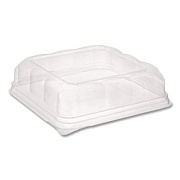 Pactiv Evergreen Recycled Container Lid, Dome Lid for 6 x 6 Brownie Container, 7.5 x 7.5 x 2.02, Clear, Plastic, 195/Carton (75S20SDOME)