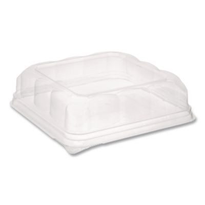 Pactiv Evergreen Recycled Container Lid, Dome Lid for 6 x 6 Brownie Container, 7.5 x 7.5 x 2.02, Clear, Plastic, 195/Carton (75S20SDOME)