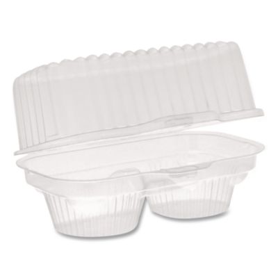 Pactiv Evergreen ClearView Bakery Cupcake Container, 2 Compartments, 6.75 x 4 x 4, Clear, Plastic, 100/Carton (2002)