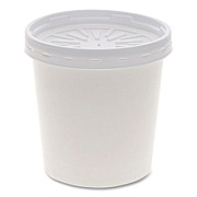 Pactiv Evergreen Paper Round Food Container and Lid Combo, 16 oz, 38" Diameter x 3.9" h, White, 250/Carton (D16RBLD)