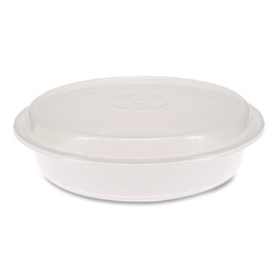 Pactiv Evergreen Newspring VERSAtainer Microwavable Containers, 48 oz, 9.5 x 9.5 x 2.4, White/Clear, Plastic, 150/Carton (NC948)