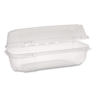 Pactiv Evergreen ClearView SmartLock Hinged Lid Container, Hoagie Container, 27 oz, 9.3 x 4.5 x 3, Clear, Plastic, 250/Carton (YCI81049)