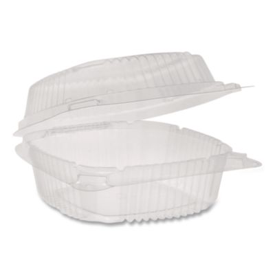 Pactiv Evergreen ClearView SmartLock Hinged Lid Container, Hoagie Container, 11 oz, 5.25 x 5.25 x 2.5, Clear, Plastic, 375/Carton (YCI81050)