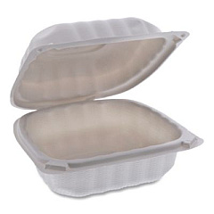 Pactiv Evergreen EarthChoice SmartLock Microwavable MFPP Hinged Lid Container, 6 x 6 x 3.1, White, Plastic, 400/Carton (YCN80600)