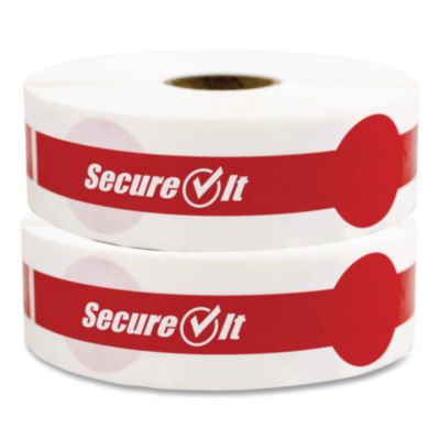 National Checking Company SecureIT Tamper Evident Food Container Seals, 1 x 7, Red, Paper, 250/Roll, 2 Rolls/Pack (P17SI2)