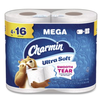 Charmin Ultra Soft Bathroom Tissue, Mega Roll, Septic Safe, 2-Ply, White, 208 Sheets/Roll, 4 Rolls/Pack, 8 Packs/Carton (19261CT)