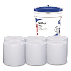 WypAll Power Clean Wipers for Solvents WetTask Customizable Wet Wiping System, 6 x 12, Unscented, 95/Roll, 6 Rolls/1 Bucket/Carton (0600104)