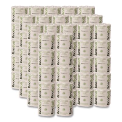Eco Green Recycled One-Ply Standard Bathroom Tissue, Septic Safe, White, 1,200 Sheets/Roll, 80 Rolls/Carton (EB1240)