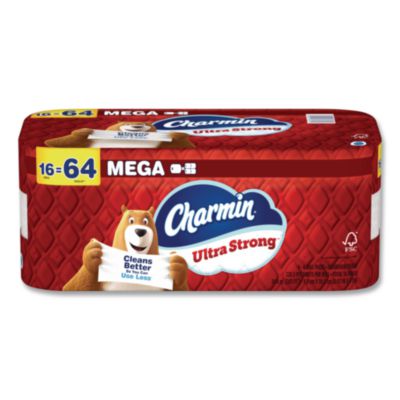 Charmin Ultra Strong Bathroom Tissue, Mega Roll, Septic Safe, 2-Ply, White, 220 Sheets/Roll, 16 Rolls/Pack (13215)