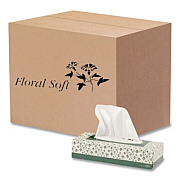 Floral Soft White Facial Tissue, 2-Ply, 100 Sheets/Box, 30 Boxes/Carton (F100)