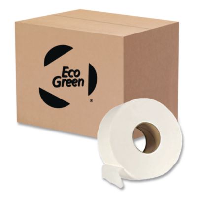 Eco Green Recycled Two-Ply Jumbo Toilet Paper, Septic Safe, 3.55" x 1,000 ft, White, 12 Rolls/Carton (EJ932)