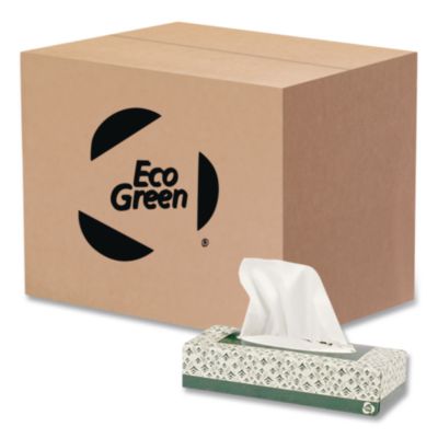 Eco Green Recycled Two-Ply Facial Tissue, White, 150 Sheets/Box, 20 Boxes/Carton (EF150)