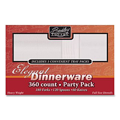 Berkley Square Heavyweight Party Pack, Heavyweight, Fork/Knife/Spoon, Plastic, Clear, 360/Pack (1088008)