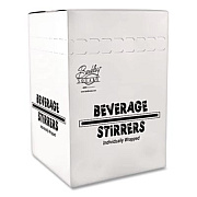 Berkley Square Unwrapped Round Stirrers, 7.75", Polypropylene, Black, 500/Pack (1241207)