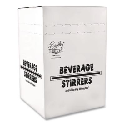 Berkley Square Unwrapped Round Stirrers, 7.75", Polypropylene, Black, 500/Pack (1241207)