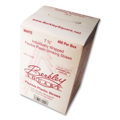 Berkley Square Individually Wrapped Straws, 7.75", Polypropylene, White, 400/Box (1245100)