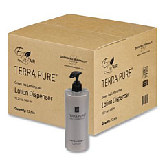 Diversified Hospitality Solutions Terra Pure Body Lotion Air Pump, 16.23 oz Bottle, Green Tea and Lemongrass Scent,12/Carton (458975)