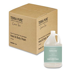 Diversified Hospitality Solutions Terra Pure Body Wash Gallon, Green Tea Lemongrass, 1 gal Bottle, 4/Carton (002294)