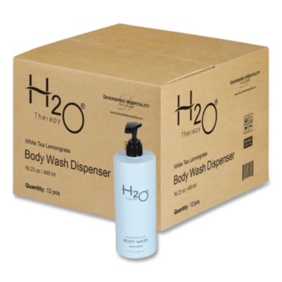 Diversified Hospitality Solutions H2O Therapy Body Wash Air Pump, White Tea and Lemongrass Scent, 16.23 oz Bottle, 12/Carton (259829)