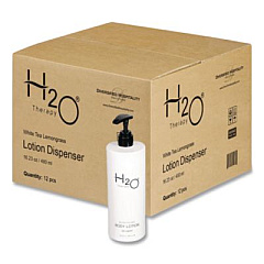 Diversified Hospitality Solutions H2O Therapy Body Lotion Air Pump, 16.23 oz Bottle, White Tea and Lemongrass Scent, 12/Carton (259836)