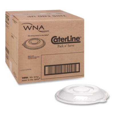 WNA Caterline Pack n' Serve Plastic Lids, Dome Lid, 12" Diameter x 1.5" h, Clear, 25/Carton (APB160DM)