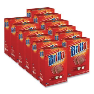 Brillo Steel Wool Soap Pads, 2.5 x 3, Gray/Pink, 10 Pads/Box, 12 Boxes/Carton (23310)