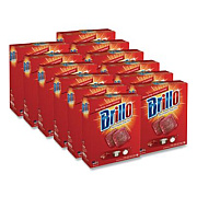 Brillo Steel Wool Soap Pads, 2.5 x 3, Gray/Pink, 18 Pads/Box, 12 Boxes/Carton (23318)