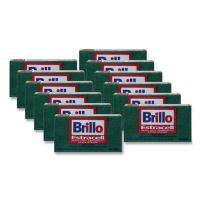 Brillo Commercial Heavy Duty Scrub Sponge, 3.5 x 6.12, 0.8" Thick, Orange/Green,12/Carton (21006)