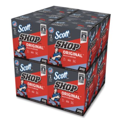 Scott Shop Towels Original, 1-Ply, 9 x 12, Unscented, Blue, 200/Box (75190BX)