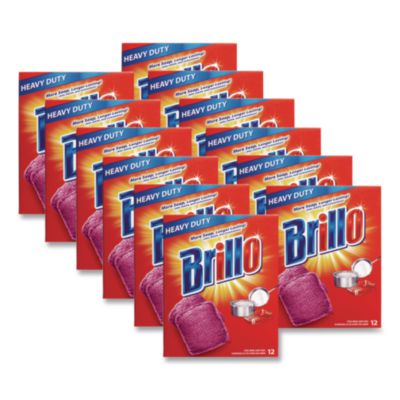 Brillo Steel Wool Soap Pads, 3 x 3, Gray/Pink, 12 Pads/Box, 12 Boxes/Carton (53335)