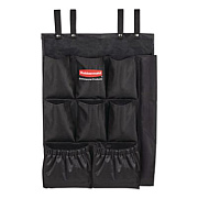 Rubbermaid Commercial Fabric 9-Pocket Cart Organizer, 19.8 x 1.5 x 27.5, Black, 6/Carton (2202582)