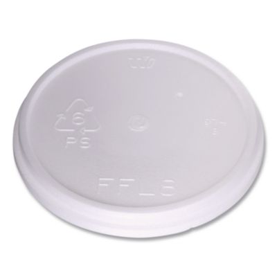 WinCup Plastic Lids for Foam Cups and Bowls, Fits 8 oz to 16 oz Cups/5 oz to 10 oz Bowls, White, 500/Carton (222086)