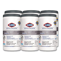 Clorox Healthcare VersaSure Cleaner Disinfectant Wipes, 1-Ply, 6.75 x 8, Fragranced, White, 85/Canister, 6 Canisters/Carton (31757)