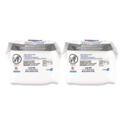Clorox Healthcare VersaSure Cleaner Disinfectant Wipes, Refill, 1-Ply, 12 x 10, Fragranced, White, 110/Pouch, 2 Pouches/Carton (31761)