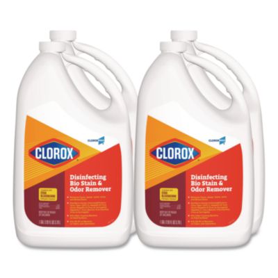 CloroxPro Disinfecting Bio Stain and Odor Remover, Fragranced, 128 oz Refill Bottle, 4/Carton (31910)