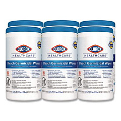 Clorox Healthcare Bleach Germicidal Wipes, 1-Ply, 6.75 x 9, Unscented, White, 70/Canister, 6 Canisters/Carton (35309CT)