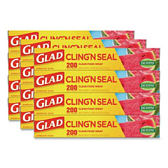 Glad Cling'N Seal Plastic Food Wrap, 11.62" x 69 yd, 12 Rolls/Carton (00020CT)