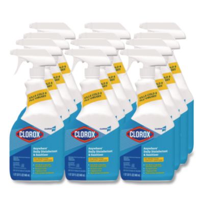 CloroxPro Anywhere Daily Disinfectant and Sanitizer, 32 oz Spray Bottle, 12/Carton (01698CT)