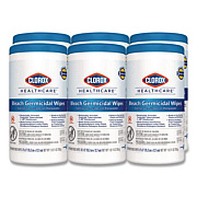 Clorox Healthcare Bleach Germicidal Wipes, 1-Ply, 6 x 5, Unscented, White, 150/Canister, 6 Canisters/Carton (30577CT)