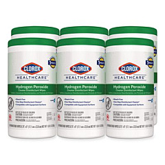 Clorox Healthcare Hydrogen Peroxide Cleaner Disinfectant Wipes, 9 x 6.75, Unscented, White, 95/Canister, 6 Canisters/Carton (30824CT)