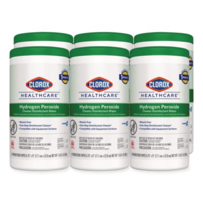Clorox Healthcare Hydrogen Peroxide Cleaner Disinfectant Wipes, 9 x 6.75, Unscented, White, 95/Canister, 6 Canisters/Carton (30824CT)
